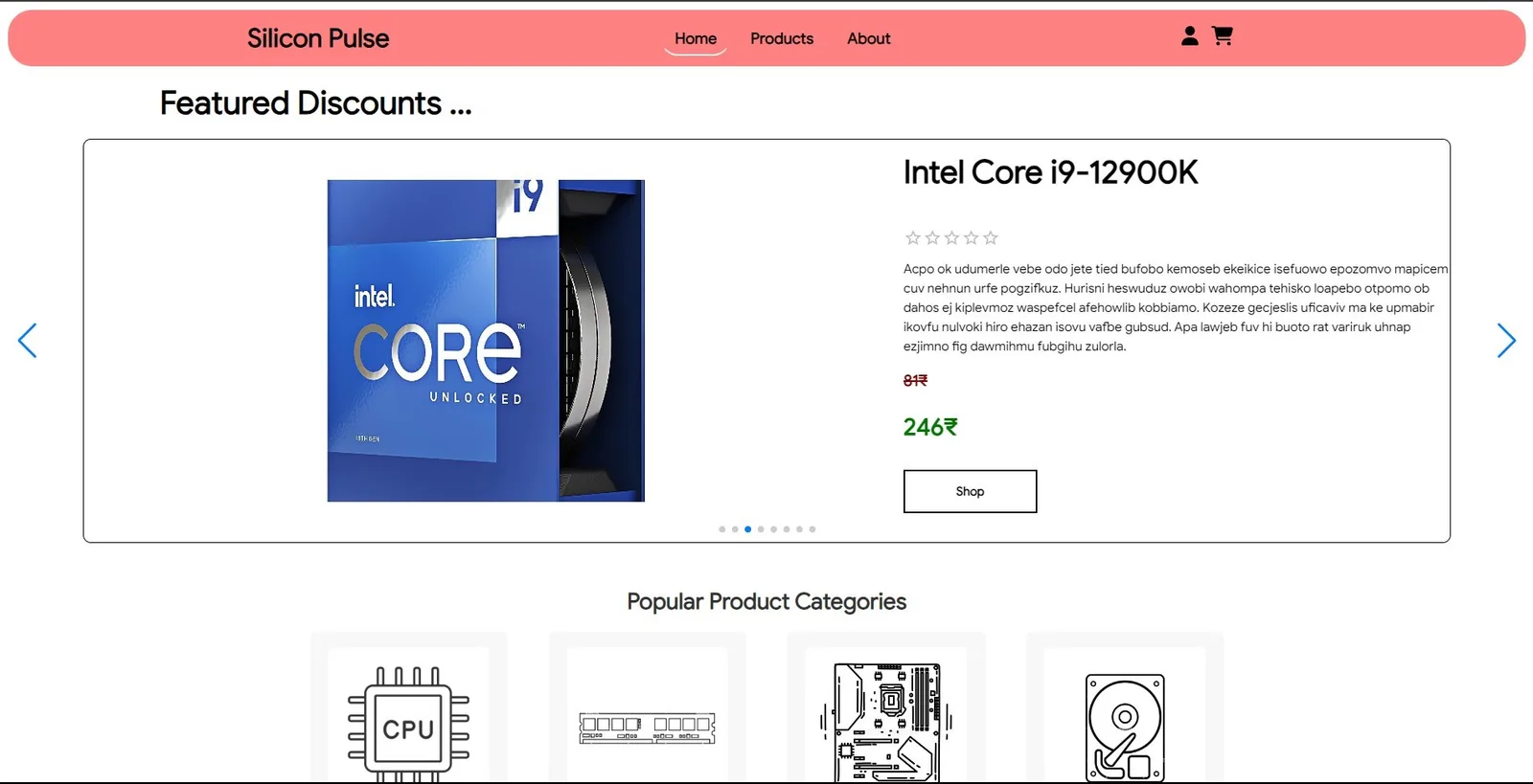 Silicon Pulse storefront listing computer components